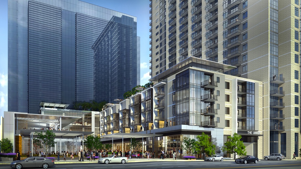 A rendering of the Union Dallas project, a mixed-use development on Cedar Springs Road between Uptown and the American Airlines Center. Photo courtesy of RED Development.