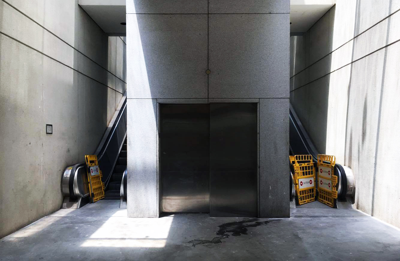 Many of the network's public access points are closed, including this one near Thanks-Giving Square. Photo by Victoria Rambin.