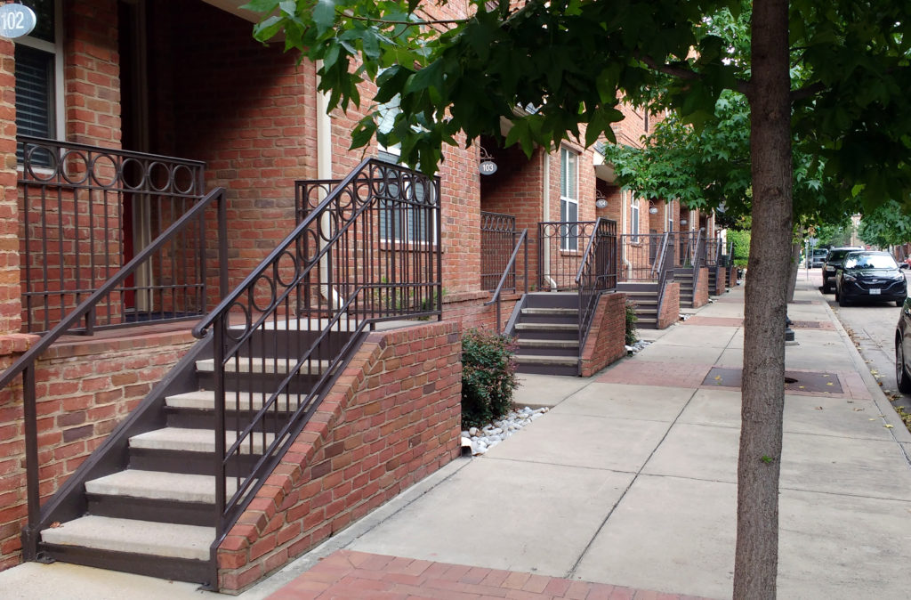 Individual stoop stair entrances to brownstone style apartments will be a condition of development at Mill Creek's Howell and Hall Streets mid-rise.
