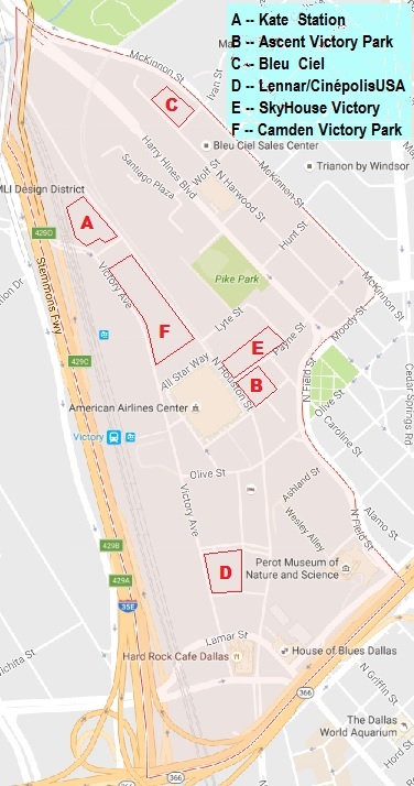The Victory Park District started the year with five luxury residential projects underway.