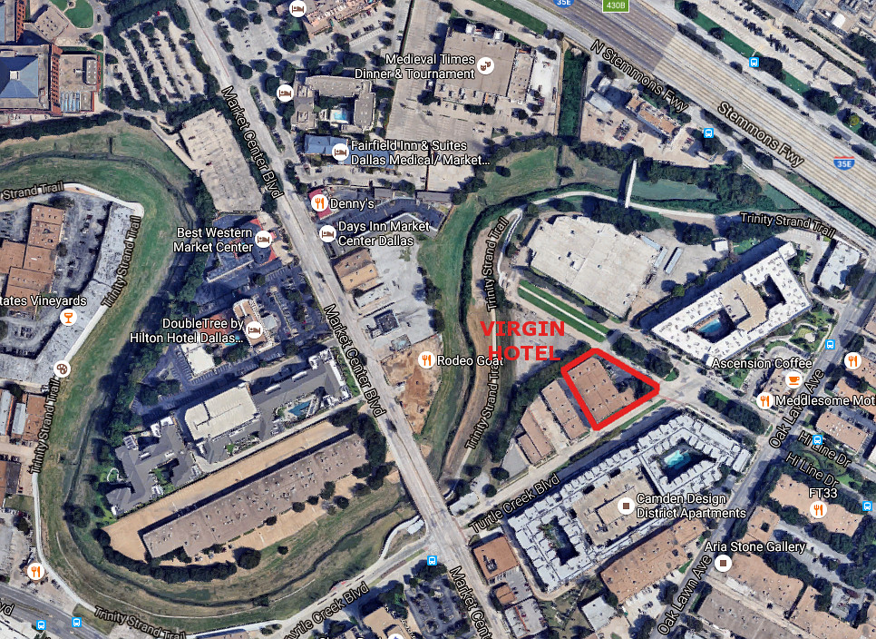 Virgin Hotels Dallas will be located on the north end of the Design District along Turtle Creek.