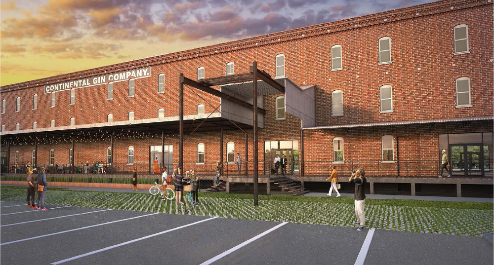 The Continental Gin Building, as proposed for the restoration project. Courtesy: August Family Trust.