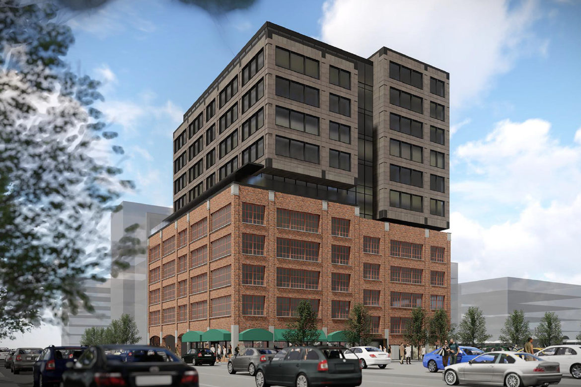 The 711 Elm Street parking garage, built in 1925. Icon Lodging pitches a hotel in the West End. Courtesy: Merriman Anderson.