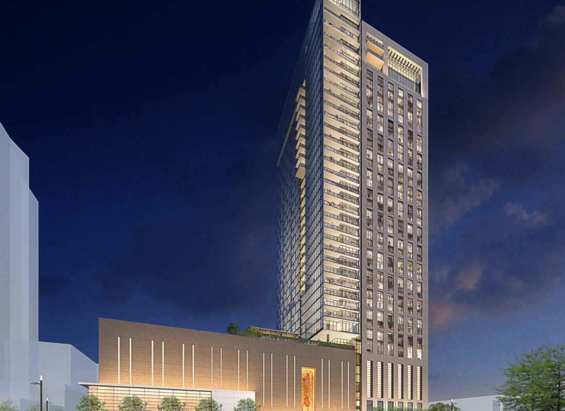 The Victor, a Hines luxury apartment, will be the tallest tower at 39 stories in Victory Park. Courtesy: Hines