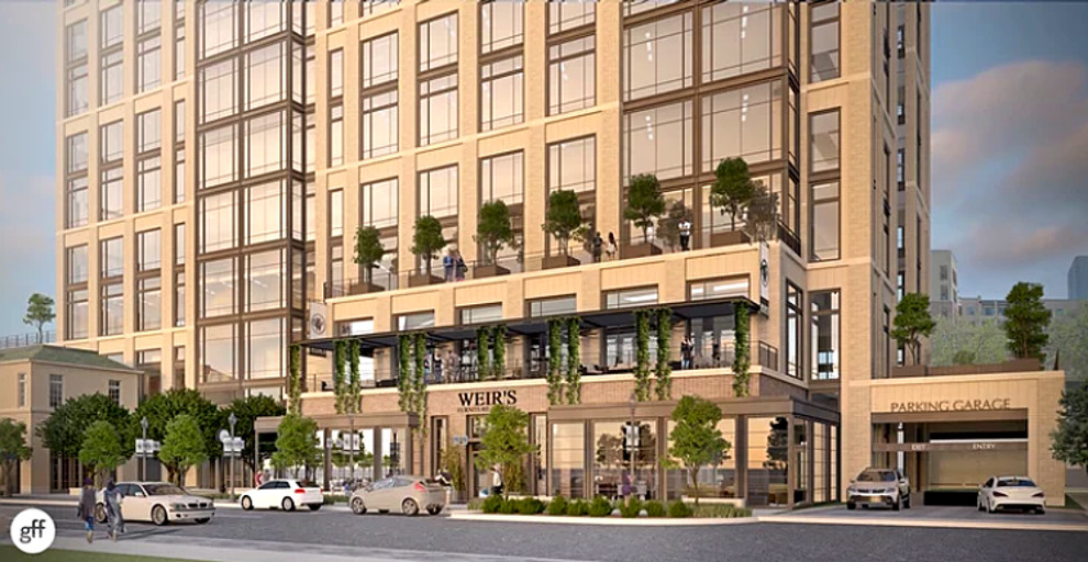 Travis Street view of the Weir's Plaza building. Courtesy: GFF Architects.